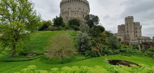 The Round Tower overlooking the gardens at Windsor Castle