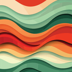 horizontal colorful abstract wave background with peru, firebrick and light sea green color