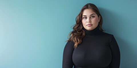 beautiful female model plus size on a simple isolated background