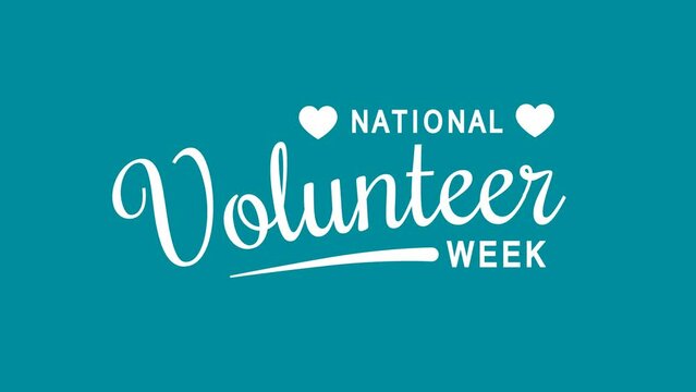 National Volunteer Week Text Animation. Great for National Volunteer Week Celebrations with transparent background, for banner, social media feed wallpaper stories