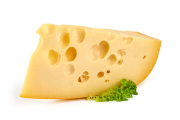 Maasdam cheese, isolated on white background