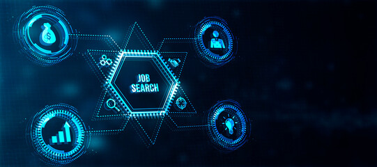 Internet, business, Technology and network concept. Job Search human resources recruitment career. 3d illustration