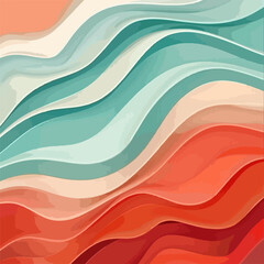 horizontal colorful abstract wave background with peru, firebrick and light sea green color