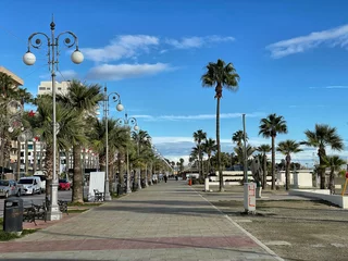 Foto op Plexiglas anti-reflex Promenade mit Palmen in Larnaka, Zypern © Michael Thaler