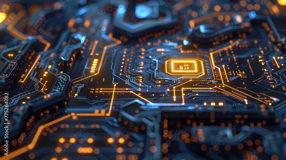 Poster Detailed view of a computer circuit board, perfect for technology concepts