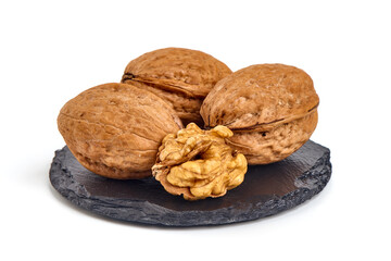 Walnut kernel, Nuts, isolated on white background