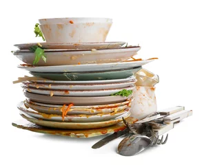 Fototapeten Dirty dishes on white background © Pixel-Shot