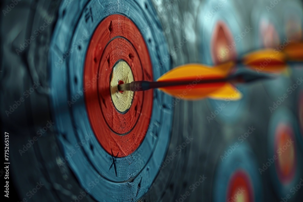 Aufkleber a red and blue target with an arrow. suitable for business concepts