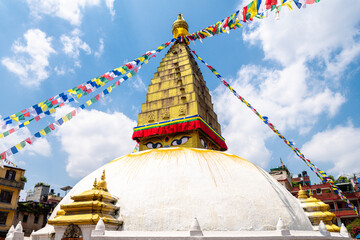 nepalese style stupa at kathmandu street	 - 775267152