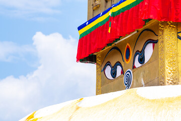 nepalese style stupa at kathmandu street	 - 775267560