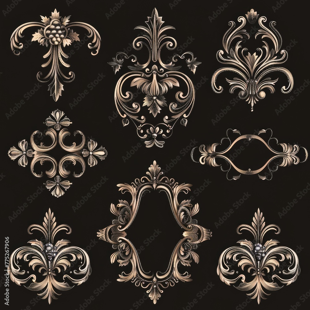 Poster Intricate design elements on a dark backdrop. Perfect for graphic design projects
