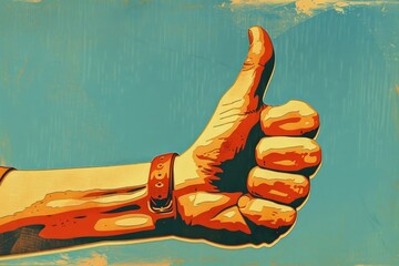 A hand giving a thumbs up gesture. Suitable for various positive concepts