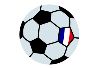 Soccer ball with the flag of France, isolated on a white background. Sports and national pride concept for event promotions. 