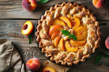 Traditional homemade peach pie