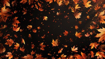 A bunch of leaves flying in the air. Suitable for nature and autumn themes