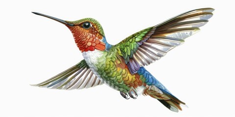 Obraz premium A vibrant hummingbird in mid-flight, perfect for nature and wildlife themes