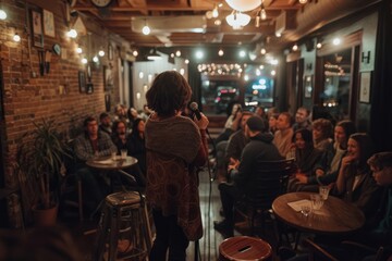 Intimate Gig Scene with a Performer and Audience