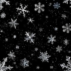 Snow flakes falling in the air, perfect for winter designs - obrazy, fototapety, plakaty