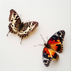 Obraz premium Two beautiful Butterflies isolated on a white background.