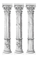 Illustration of various architectural column styles. Ideal for educational materials or historical references