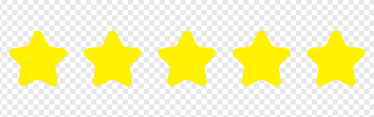 Star icon. Vector yellow isolated five stars. Five stars rating. solated Vector illustration. Customer rating concept, decor, web, game design. 11:11