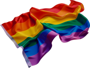 Rainbow pride flag design cut out on transparent background