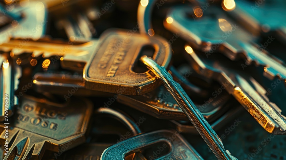 Aufkleber A bunch of keys sitting on top of each other. Can be used for security or access concepts
