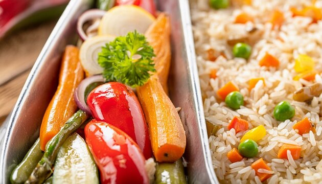 Mouthwatering Medley: Close-Up Capture of Vegetable-Infused Rice Pilaf