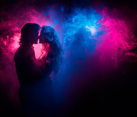 Young couple in night club, music, desire. AI generative - 775275531