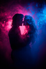 Young couple in love, in night club, music, desire. AI generative - 775275773