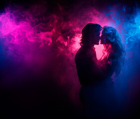 Young couple in love, in night club, music, desire. AI generative - 775275774