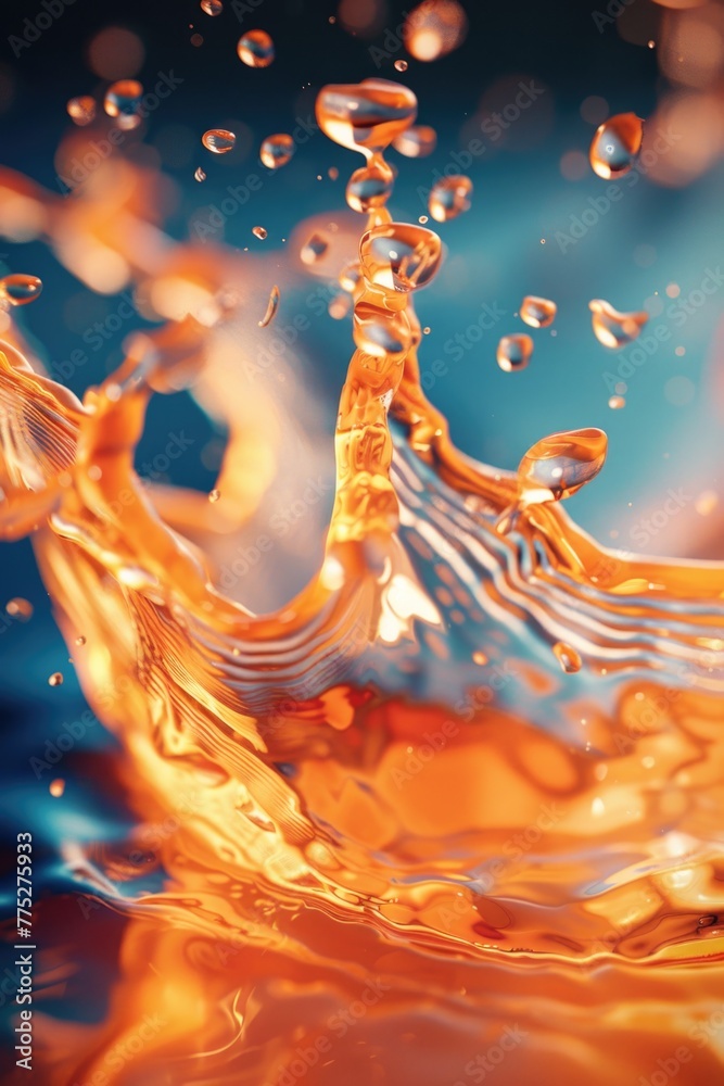 Poster a close up of a splash of water on a surface. perfect for advertising or nature concepts