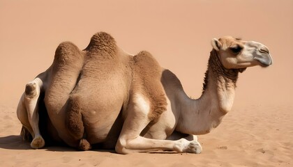 a-camel-resting-with-its-legs-folded-beneath-it-upscaled_2 - obrazy, fototapety, plakaty