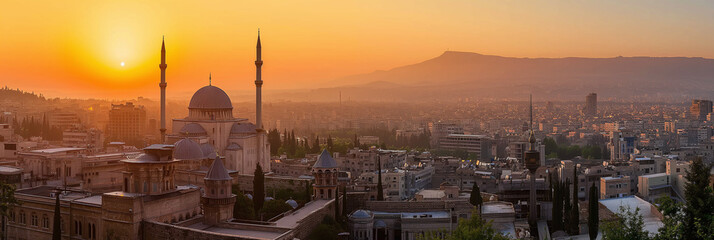 Great City in the World Evoking Damascus in Syria - obrazy, fototapety, plakaty