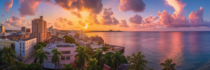 Great City in the World Evoking Bridgetown in Barbados - obrazy, fototapety, plakaty
