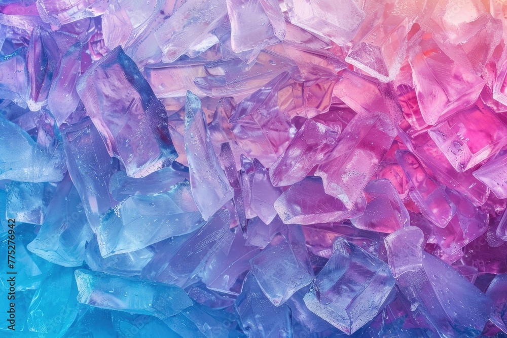 Poster a pile of ice cubes stacked on top of each other. can be used for beverage or summer-themed designs.