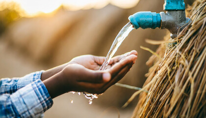 African child reaches for clean water, symbolizing hope and access to basic needs