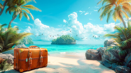 Fototapeta premium Summer beach. Summer background, Tropical sand beach, background for product presentation