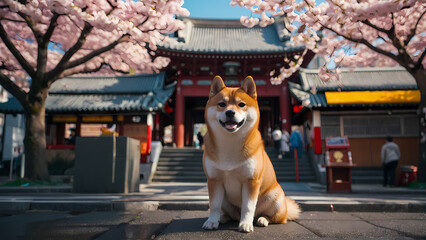 Floof Under Flowers: Shiba Inu Bathes in Cherry Blossom Bliss (Ultra-Detailed Photo)