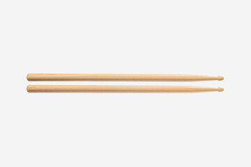 Old wooden drumstick isoltaed on white background. Music
