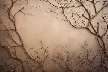 Natural pattern of twisted dry branches casting shadows, creating an abstract background. Abstract Background of Dry Branches and Shadows