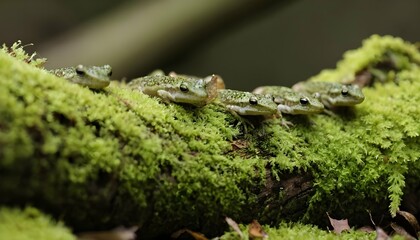 Naklejka na ściany i meble lizards-camouflaged-on-a-moss-covered-log-upscaled_4