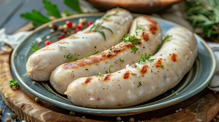 A German dish is White Weiswurst sausages made from boiled veal. 