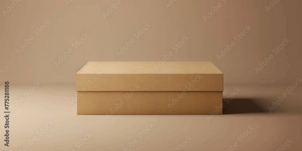 Poster a brown box sitting on top of a table. suitable for various business or storage concepts