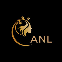 ANL letter logo. best beauty icon for parlor and saloon yellow image on black background. ANL Monogram logo design for entrepreneur and business.	
