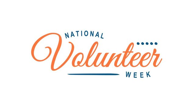 National Volunteer Week Text Animation. Great for National Volunteer Week Celebrations with transparent background, for banner, social media feed wallpaper stories