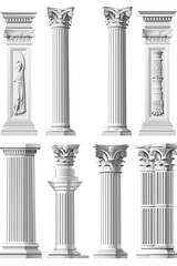 A variety of different columns in one set. Great for architectural design projects