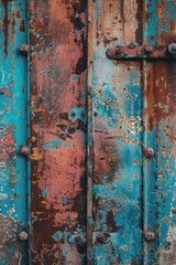Close up of a rusted metal door, suitable for industrial or urban concepts