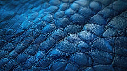 Detailed close up of blue leather texture, suitable for backgrounds or textures