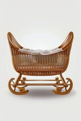 A cozy baby crib with a soft blanket. Perfect for nursery decor - obrazy, fototapety, plakaty